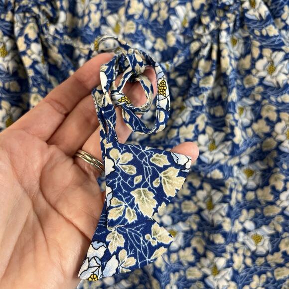 Max Studio Plus 2X Top Elbow Sleeve Ruffle Blouse Blue Floral Peasant Women's - Picture 5 of 13